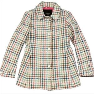 Coach Pastel Plaid Wool Coat